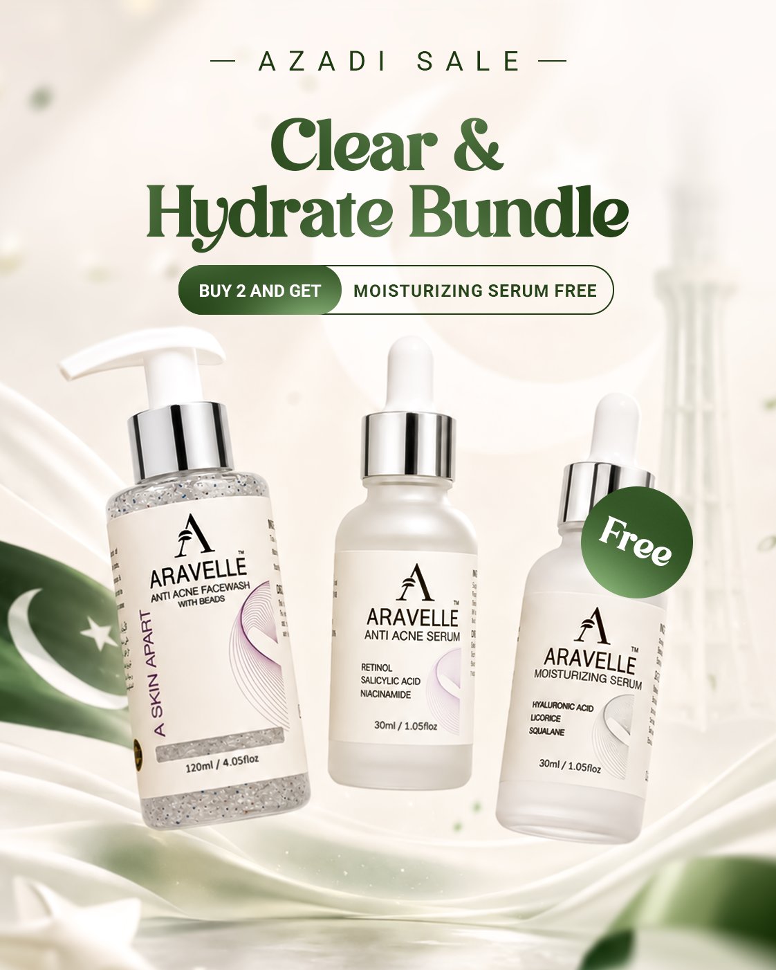 Azadi Clear & Hydrate Bundle — Buy 2, Get Moisturizing Serum FREE